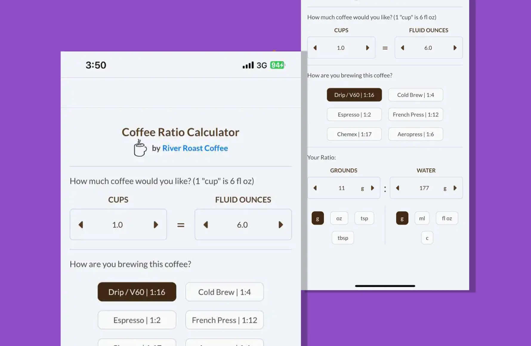 Coffee Ratio Calculator
